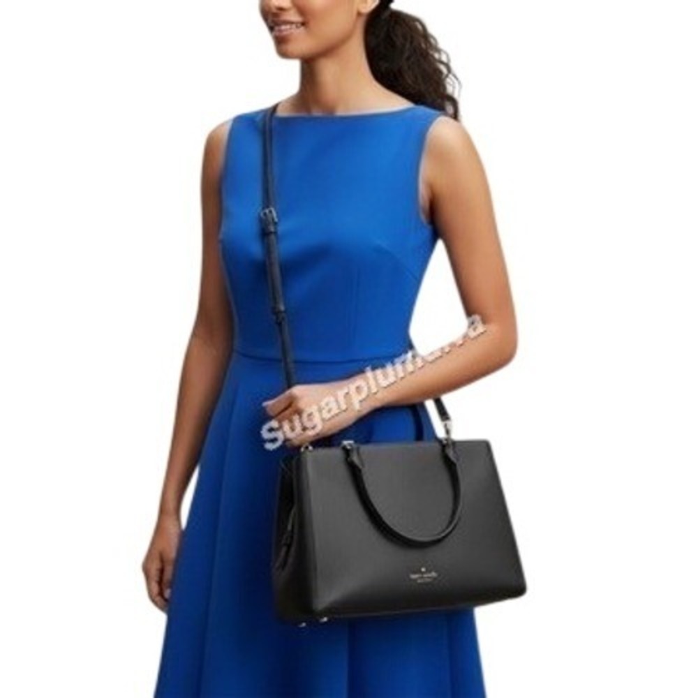 Kate‎ Spade Leila Pebbled Leather Satchel Crossbody Handbag Black Very Nice $399